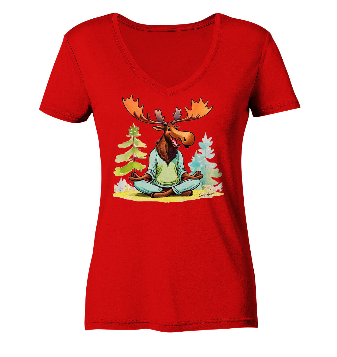 Yoga Elk - Ladies V-Neck Shirt