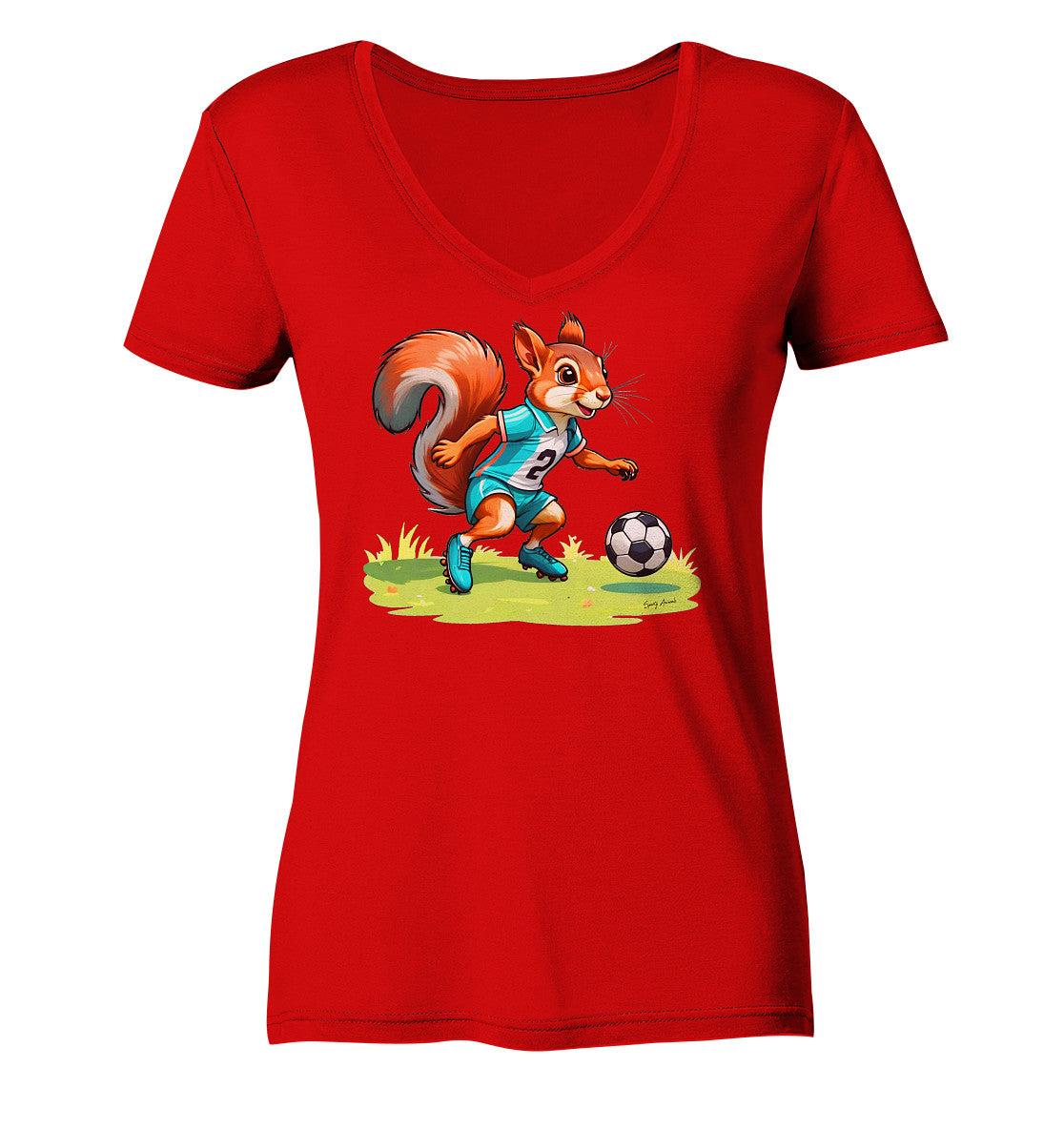 Soccer Squirrel - Ladies V-Neck Shirt