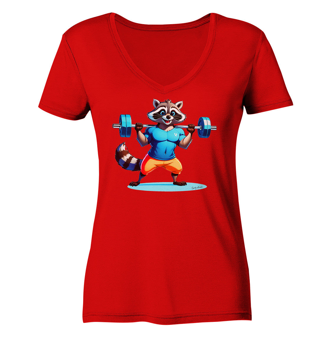 Fitness Raccoon - Ladies V-Neck Shirt