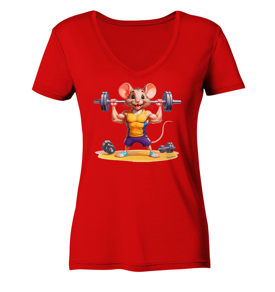 Fitness Mouse - Ladies V-Neck Shirt