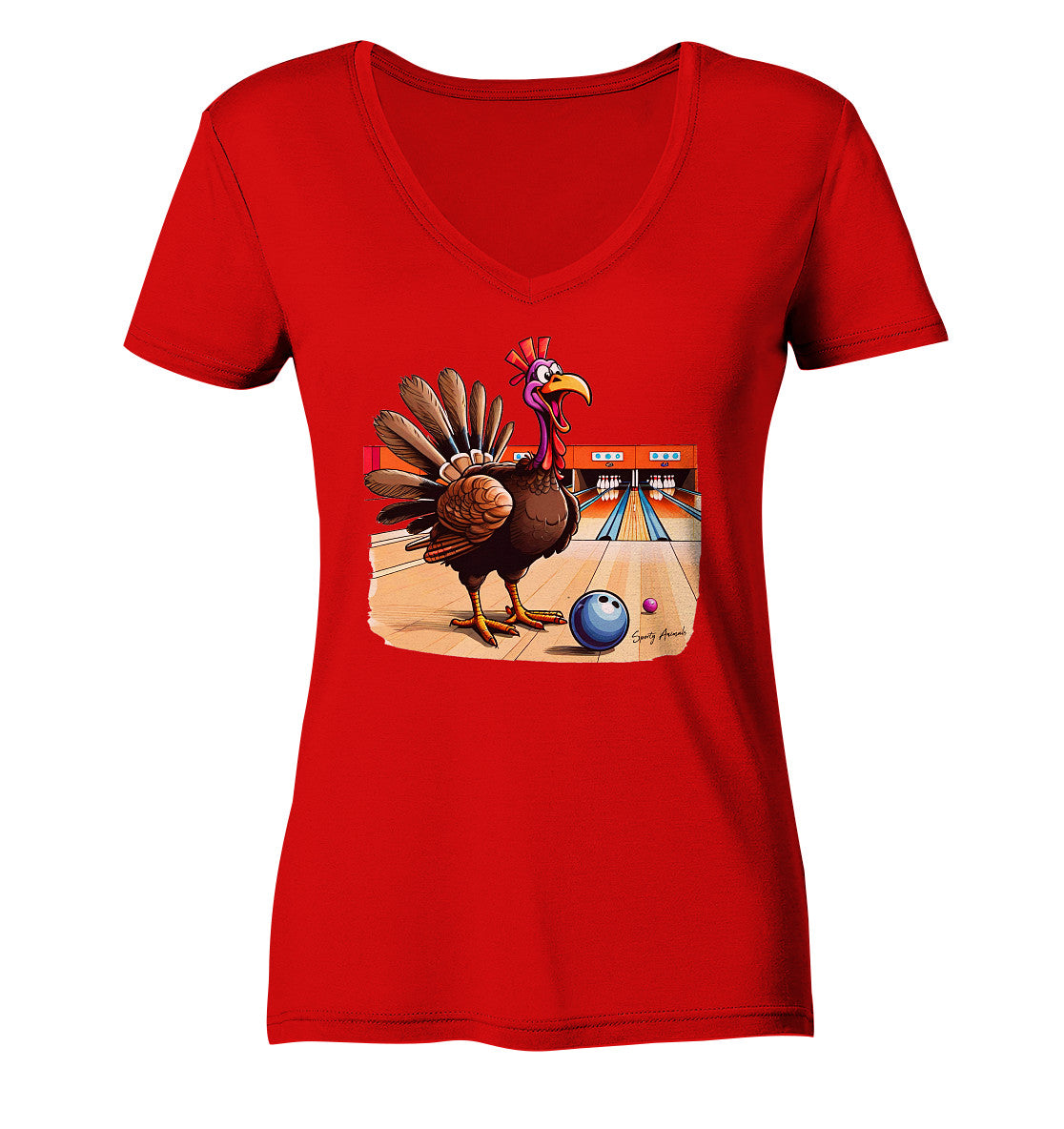 Bowling Turkey - Ladies V-Neck Shirt