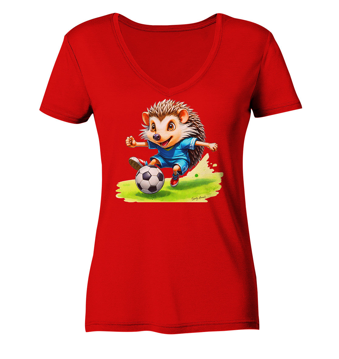 Soccer Hedgehog - Ladies V-Neck Shirt