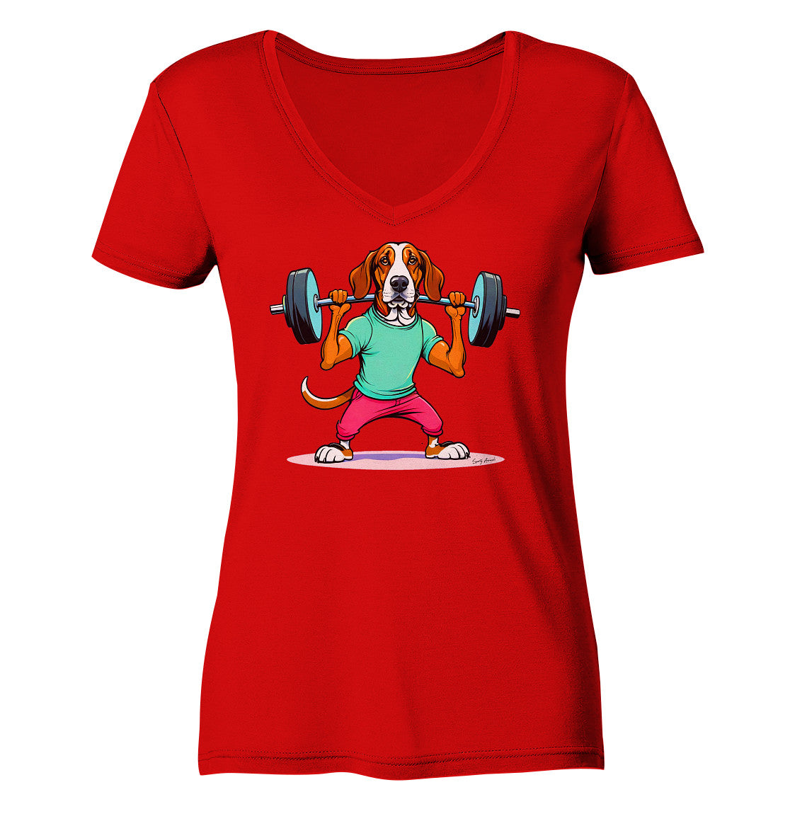 Fitness Dog   - Ladies V-Neck Shirt