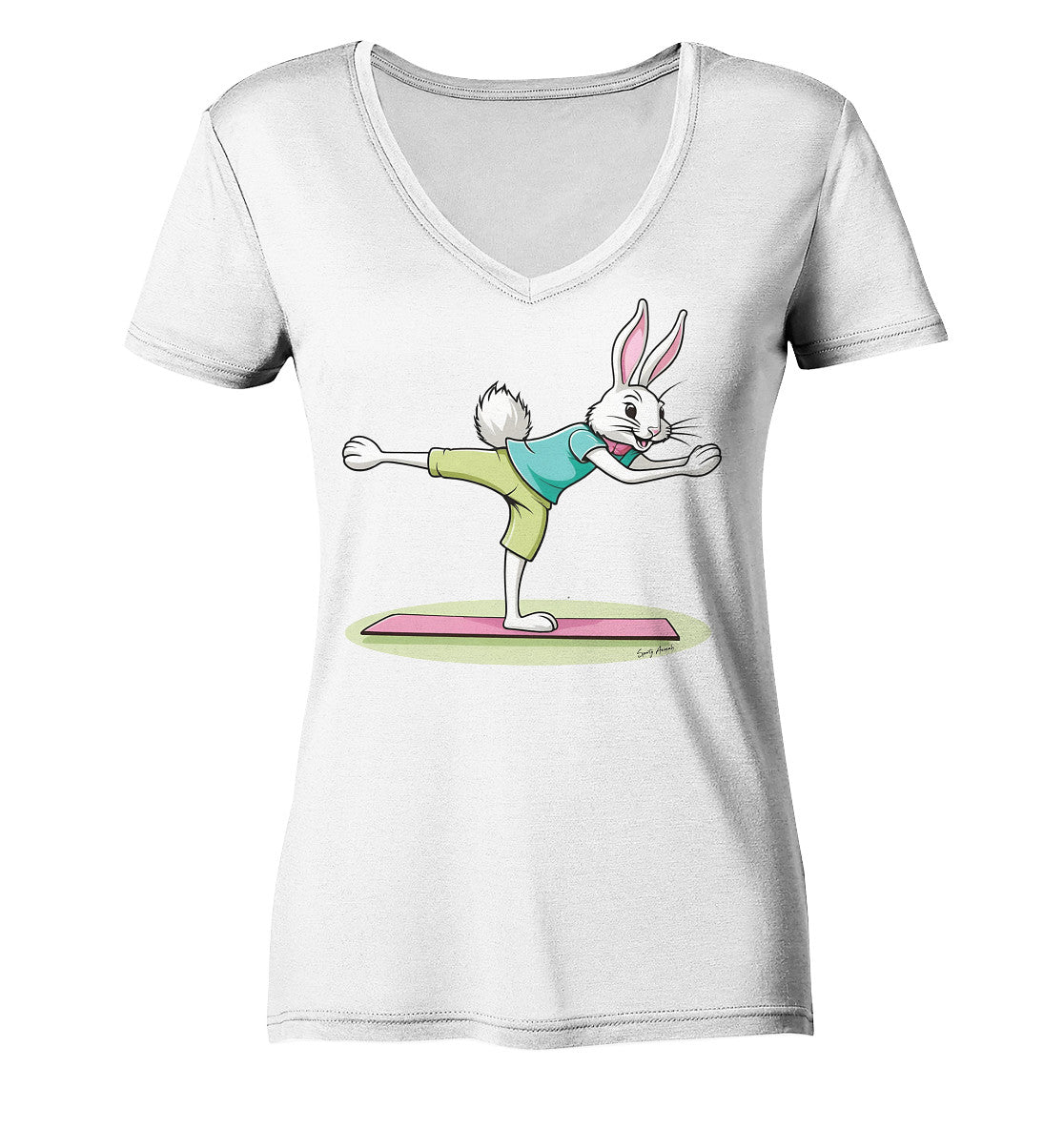 Pilates Bunny - Ladies V-Neck Shirt