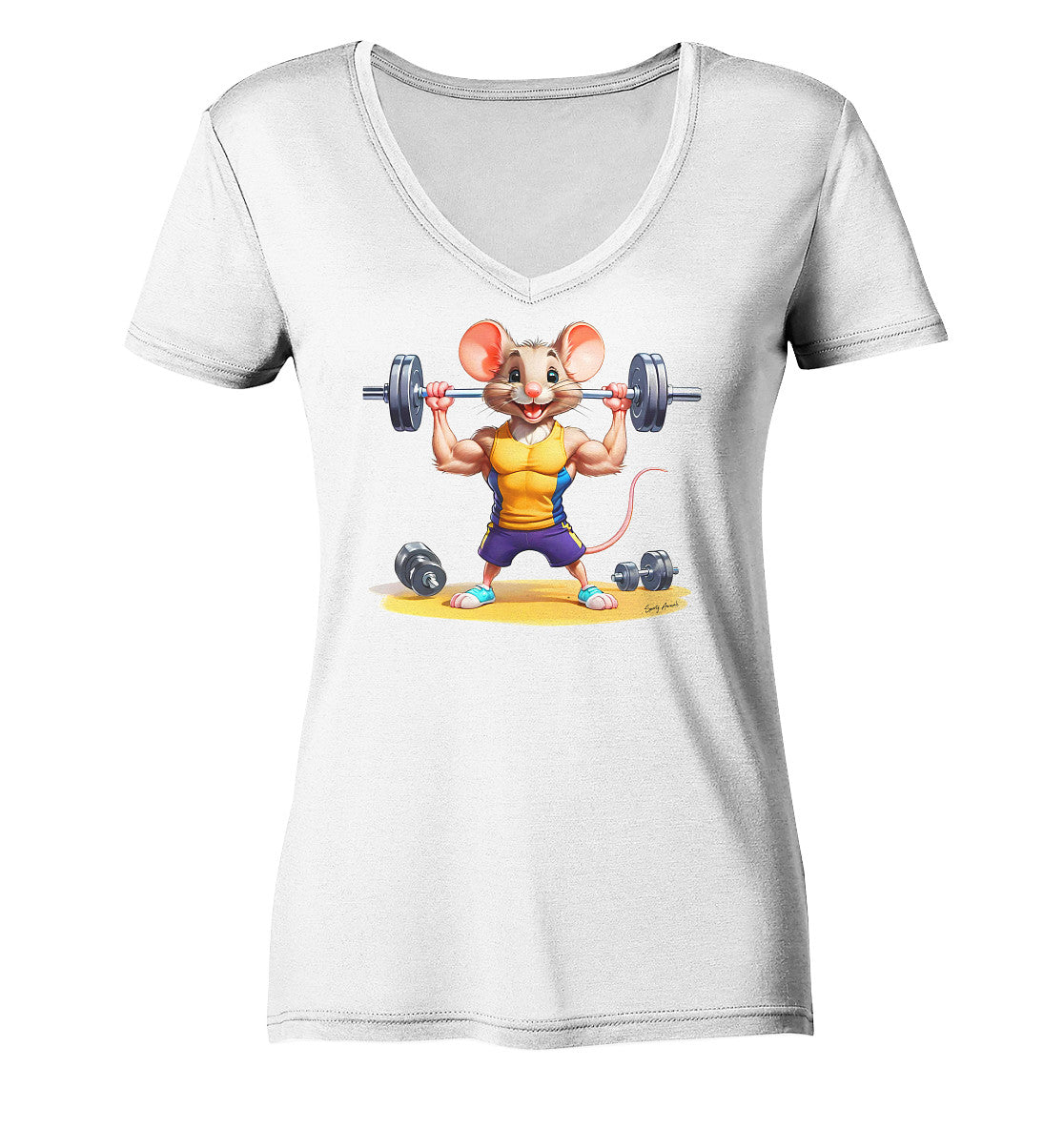 Fitness Mouse - Ladies V-Neck Shirt