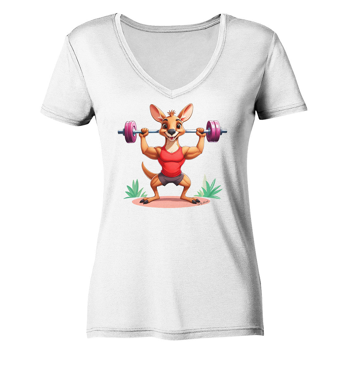 Fitness Kangaroo - Ladies V-Neck Shirt