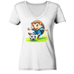 Soccer Hedgehog - Ladies V-Neck Shirt