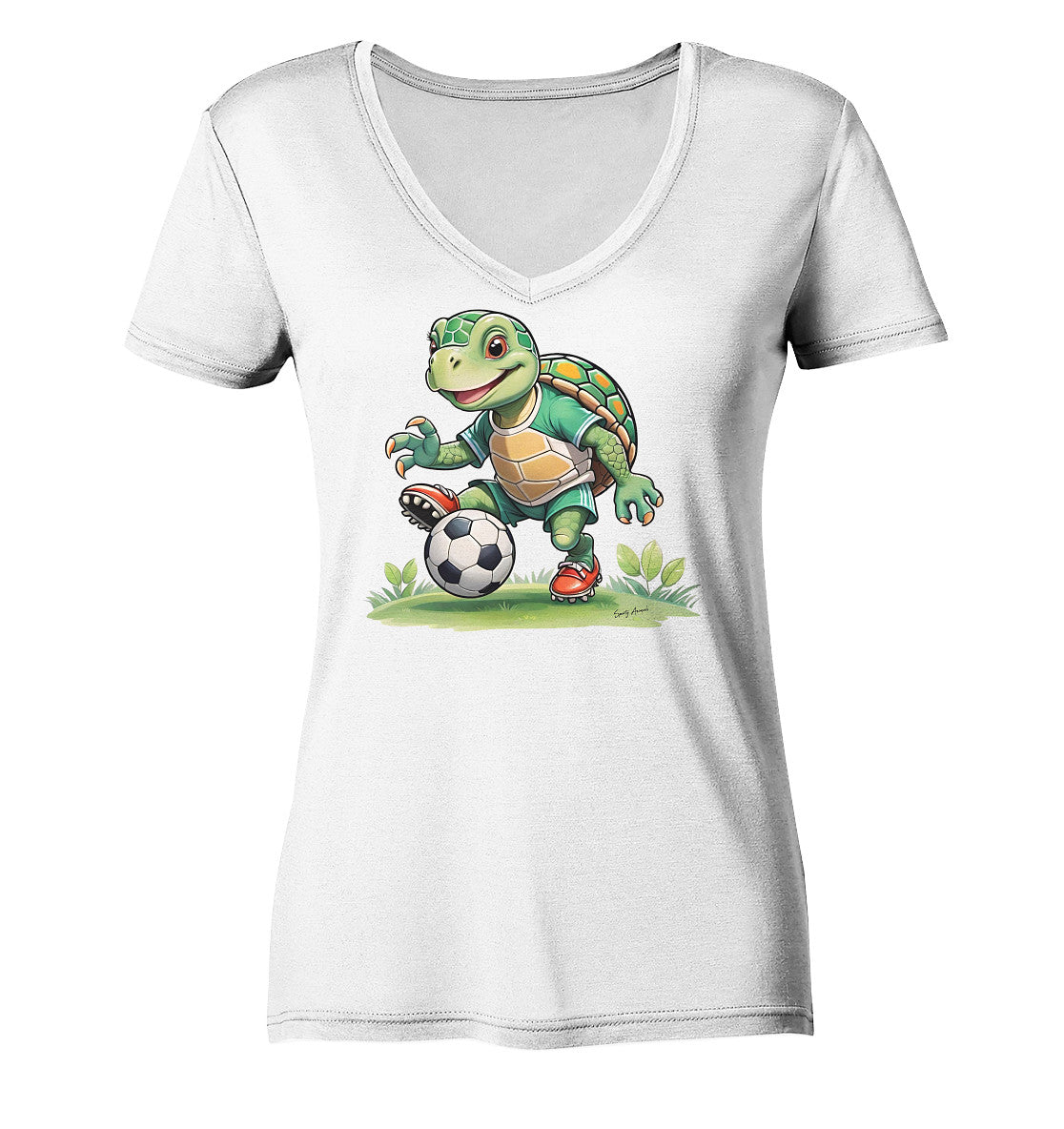 Soccer Turtle - Ladies V-Neck Shirt