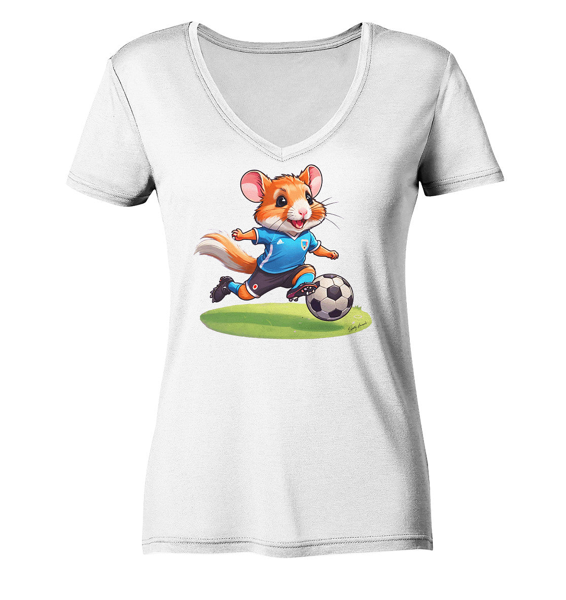 Soccer Hamster - Ladies V-Neck Shirt