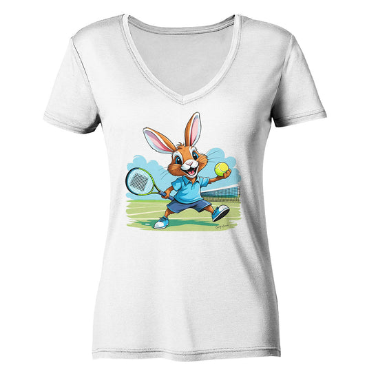 Tennis Bunny - Ladies V-Neck Shirt