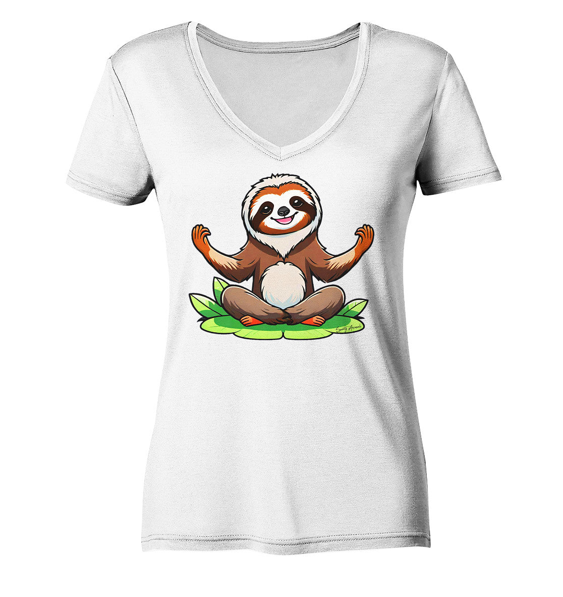 Yoga Sloth - Ladies V-Neck Shirt