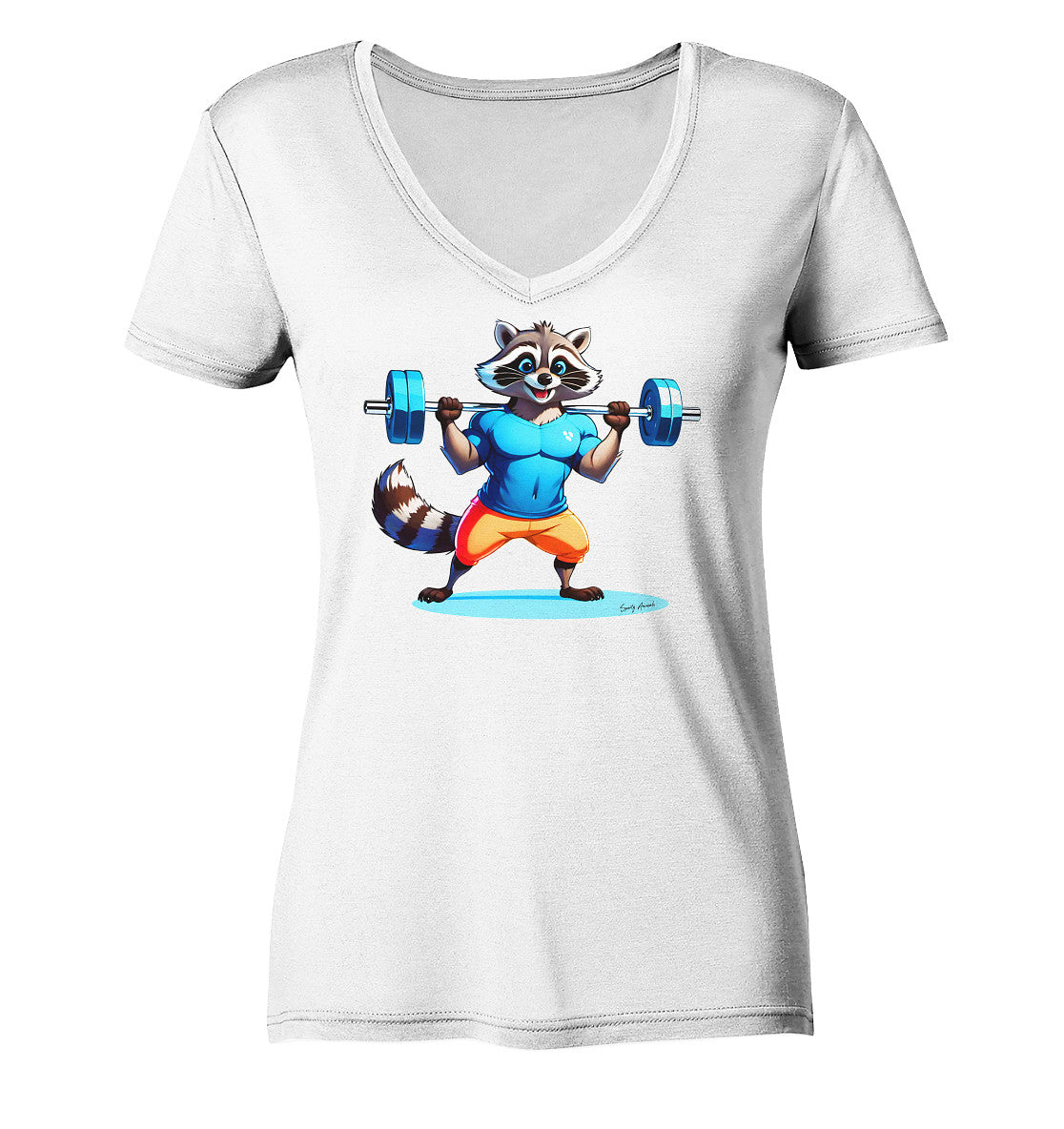 Fitness Raccoon - Ladies V-Neck Shirt