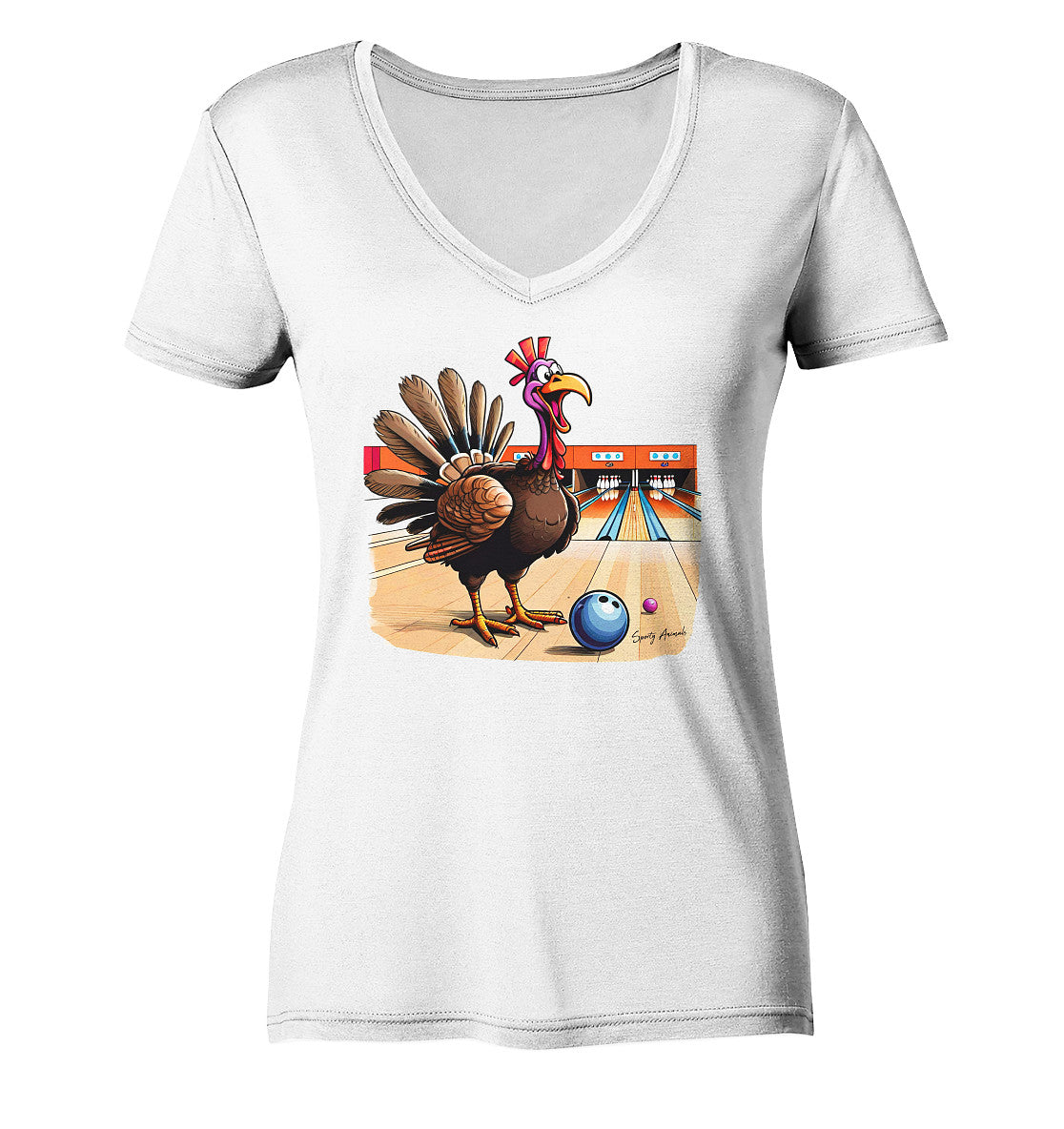 Bowling Turkey - Ladies V-Neck Shirt