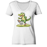 Soccer Crocodile - Ladies V-Neck Shirt