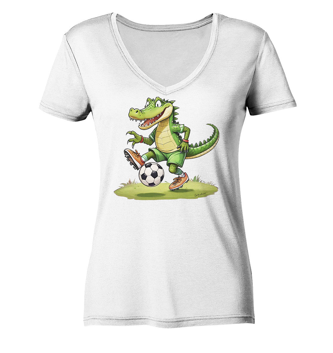 Soccer Crocodile - Ladies V-Neck Shirt