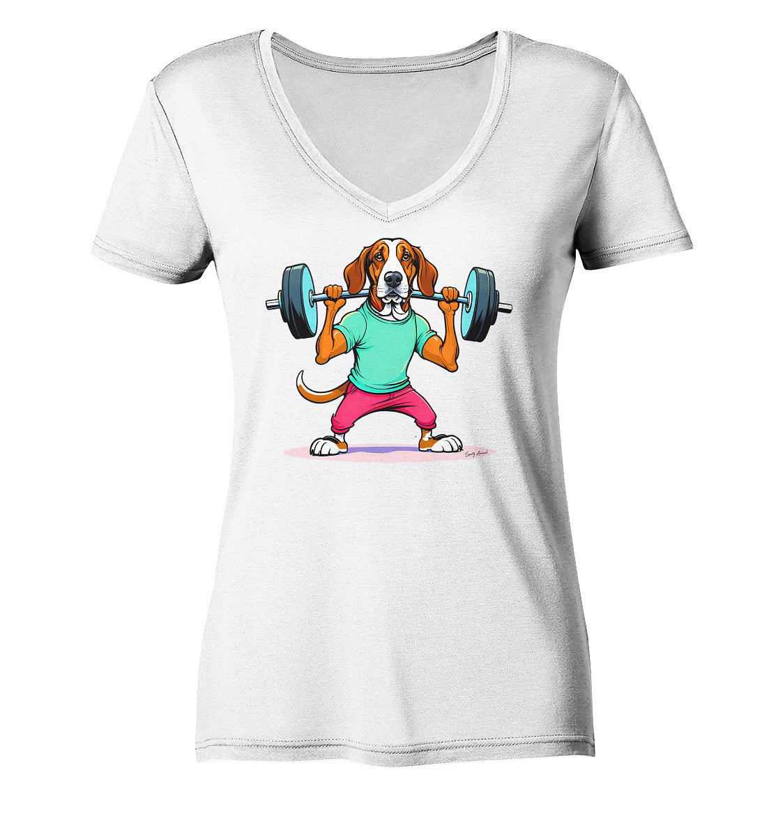 Fitness Dog   - Ladies V-Neck Shirt