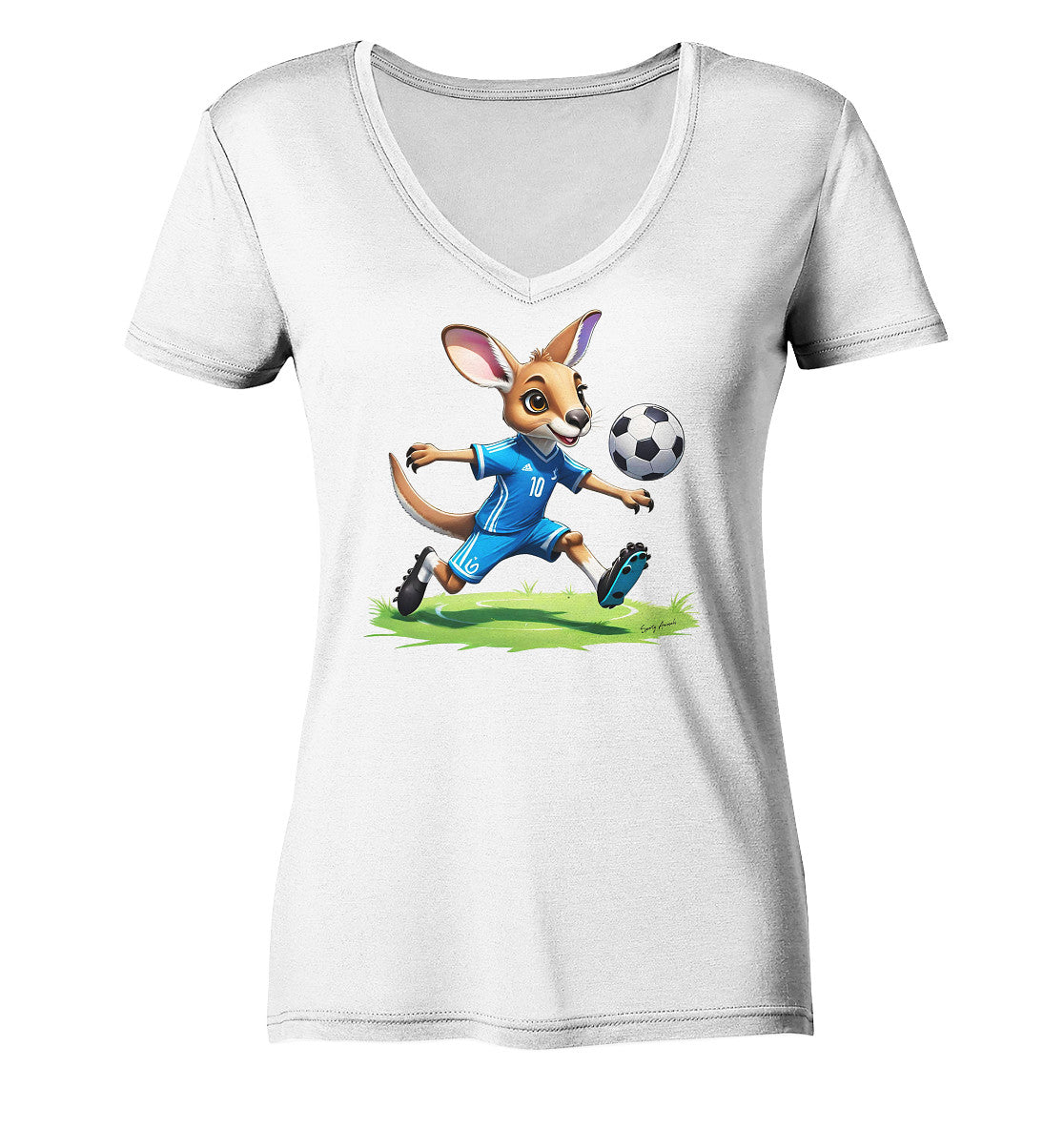 Soccer Kangaroo - Ladies V-Neck Shirt