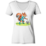 Soccer Squirrel - Ladies V-Neck Shirt