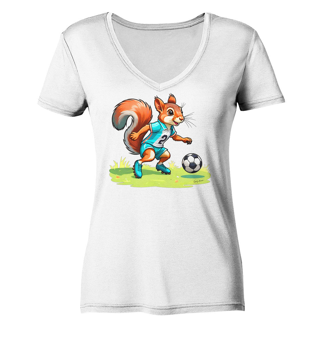 Soccer Squirrel - Ladies V-Neck Shirt