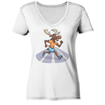 Running Elk - Ladies V-Neck Shirt