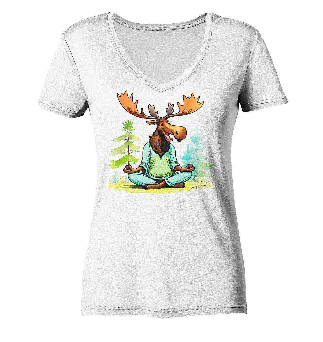 Yoga Elk - Ladies V-Neck Shirt