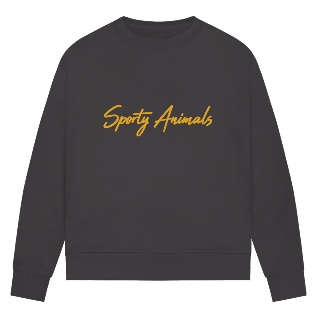 Sweatshirt für Damen aus Bio-Baumwolle – Erdmännchen beim Golf | Sporty Animals