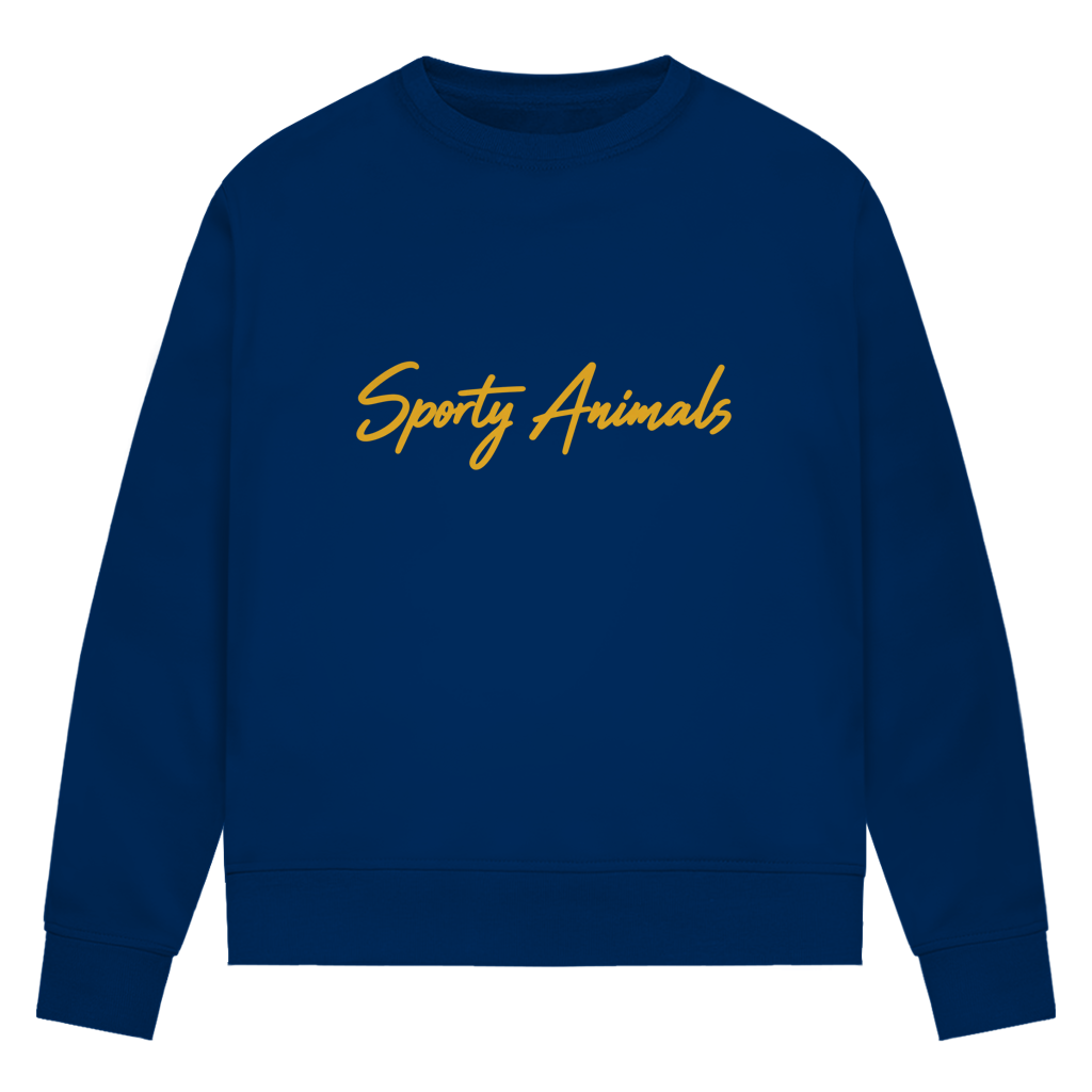 Sweatshirt für Damen aus Bio-Baumwolle – Erdmännchen beim Golf | Sporty Animals