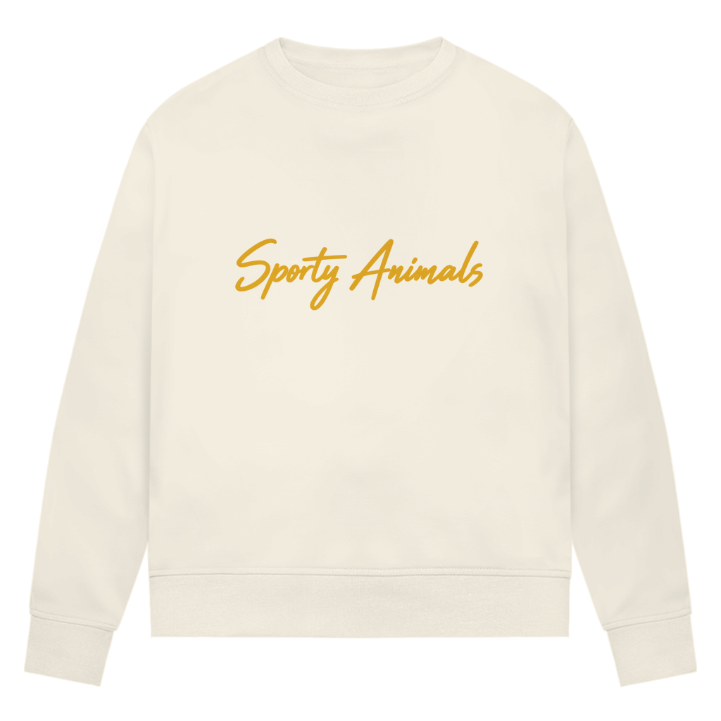 Sweatshirt für Damen aus Bio-Baumwolle – Erdmännchen beim Golf | Sporty Animals